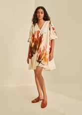 A Model Wearing White Cotton Mul Wild Poppies, curated by Only Ethikal